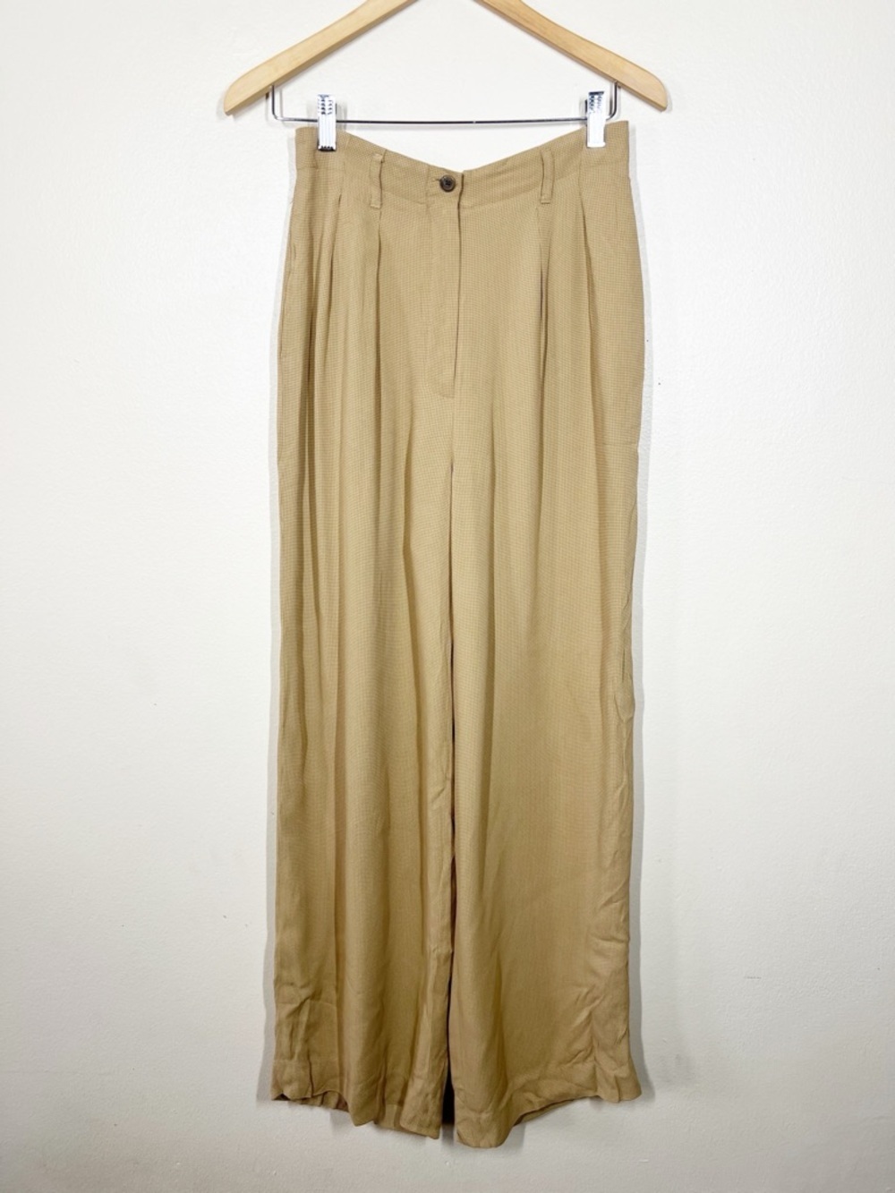 Vintage Lauren Ralph Lauren High Waisted Houndstooth Tan Wide Leg Trousers